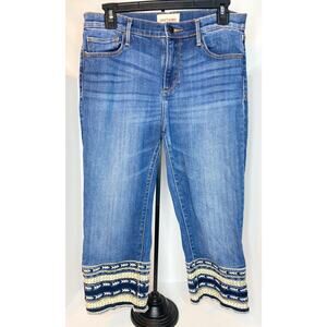 Anthropologie Driftwood Colette Embroidered Straight Jeans Women's Size 29